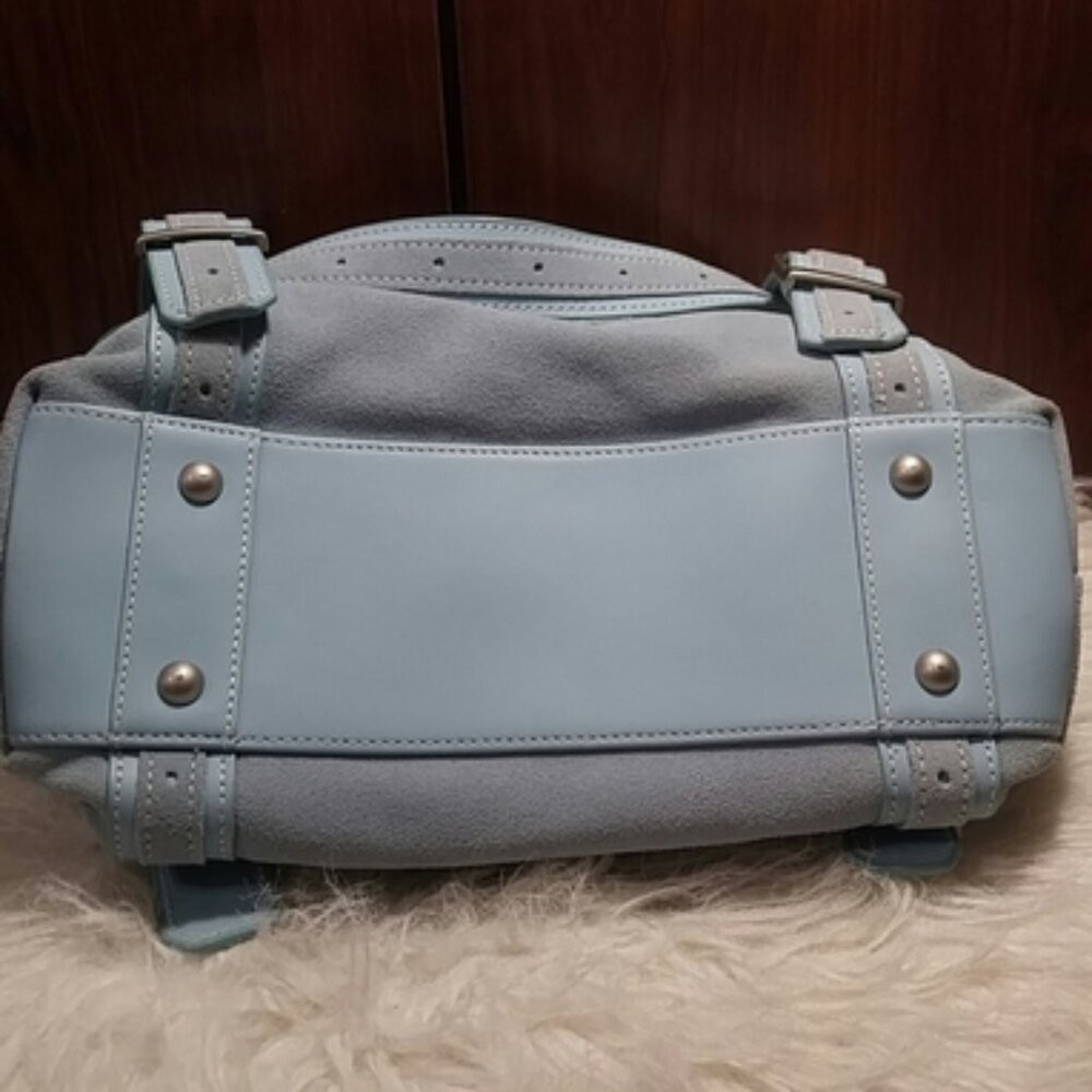 LONGABERGER BLUE SUEDE FOLD OVER DOUBLE STRAP - Picture 4 of 9